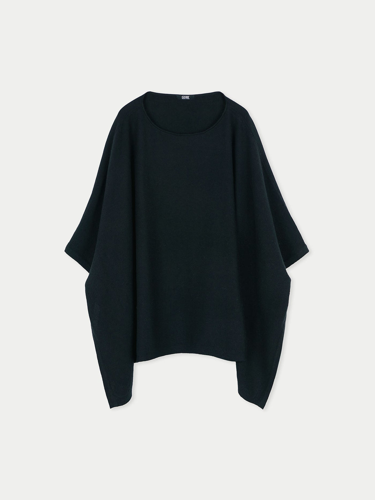 Boat-neck Cashmere Poncho — Black