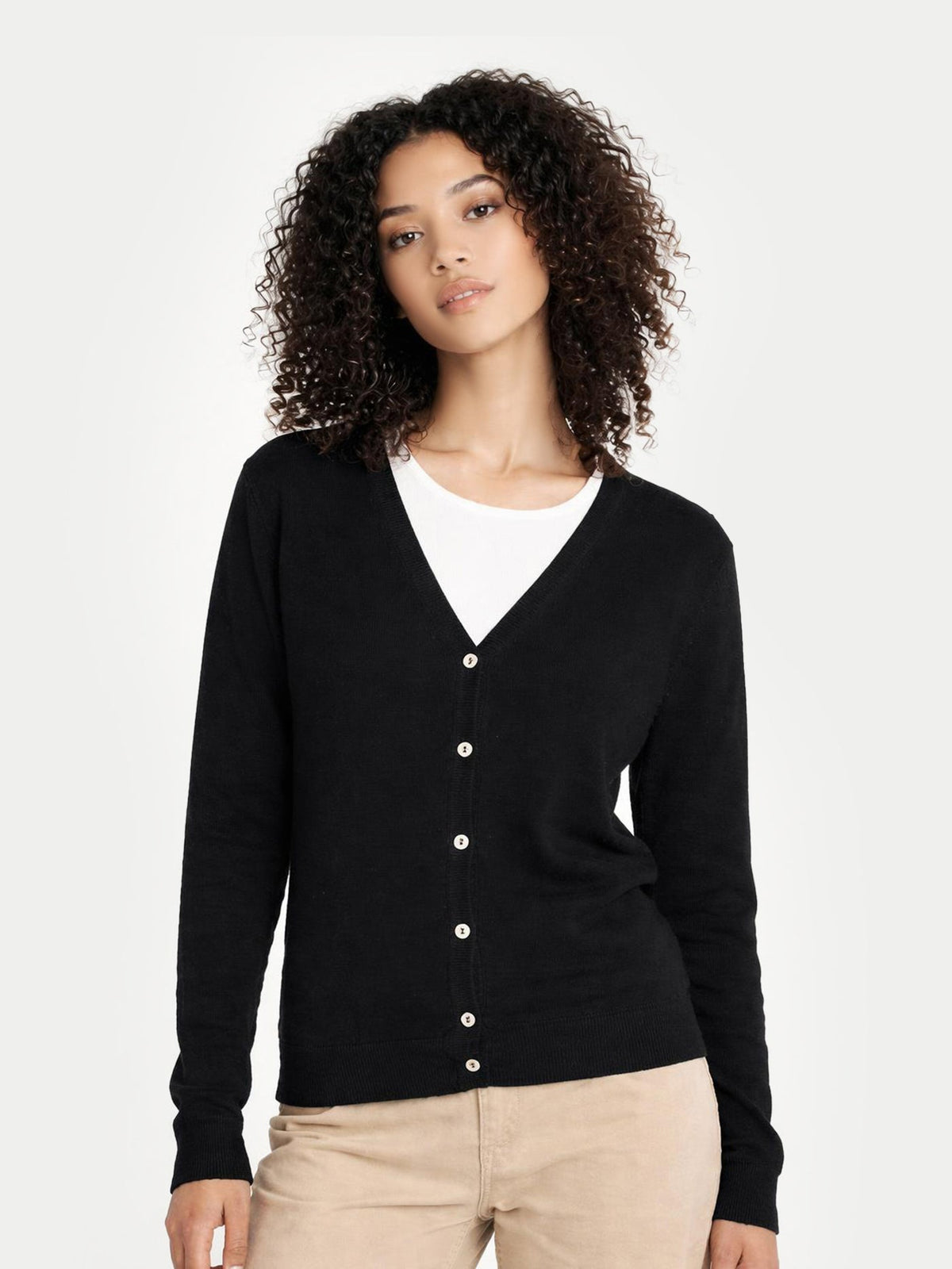 Essential Cashmere V-neck Cardigan — Black