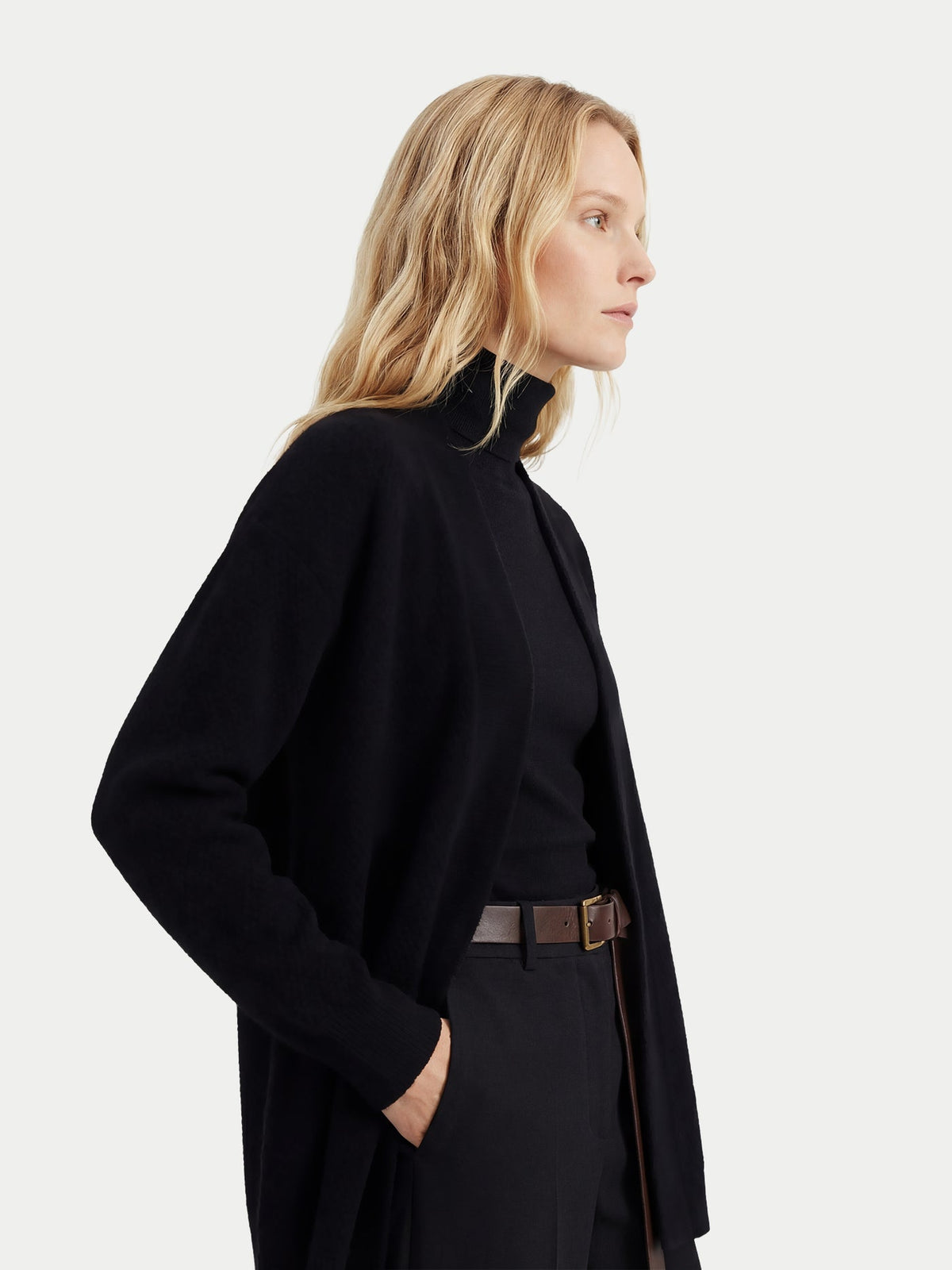 Cashmere Open-front Cardigan — Black