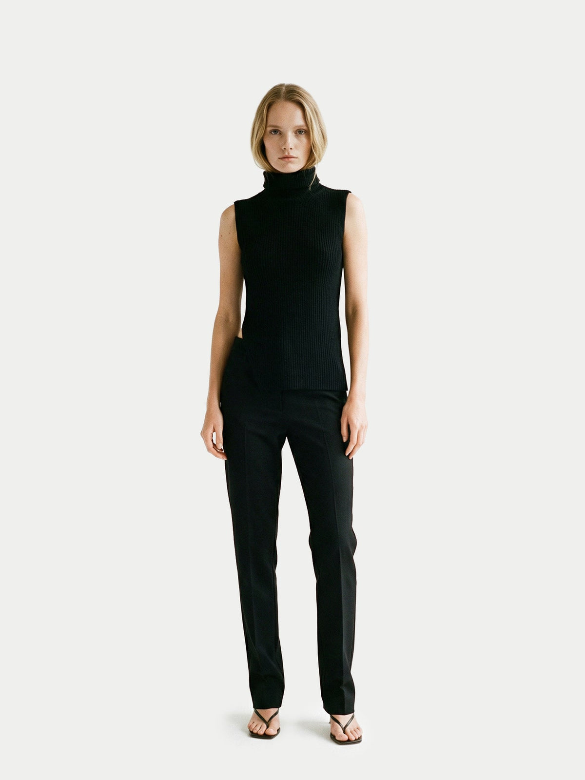 Turtle Neck Cashmere Vest — Black