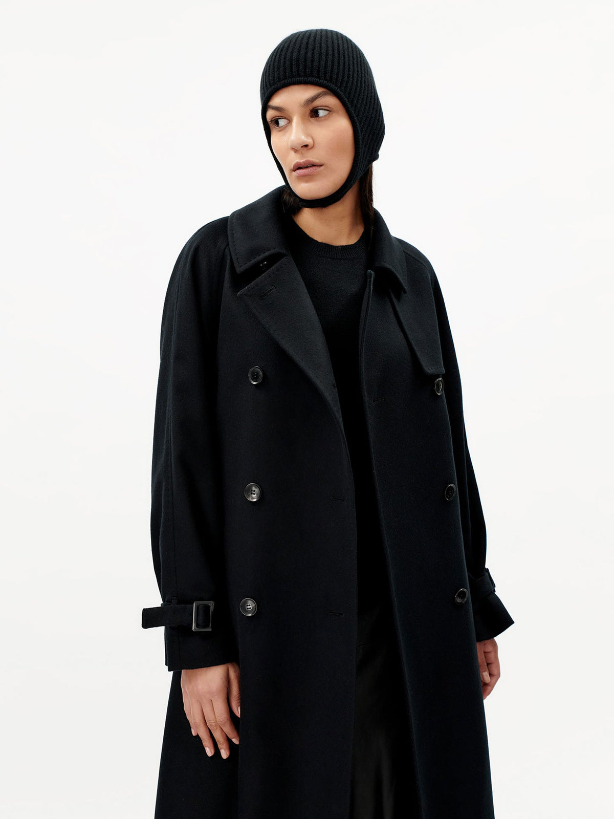 Knitted Aviator Cap — Black
