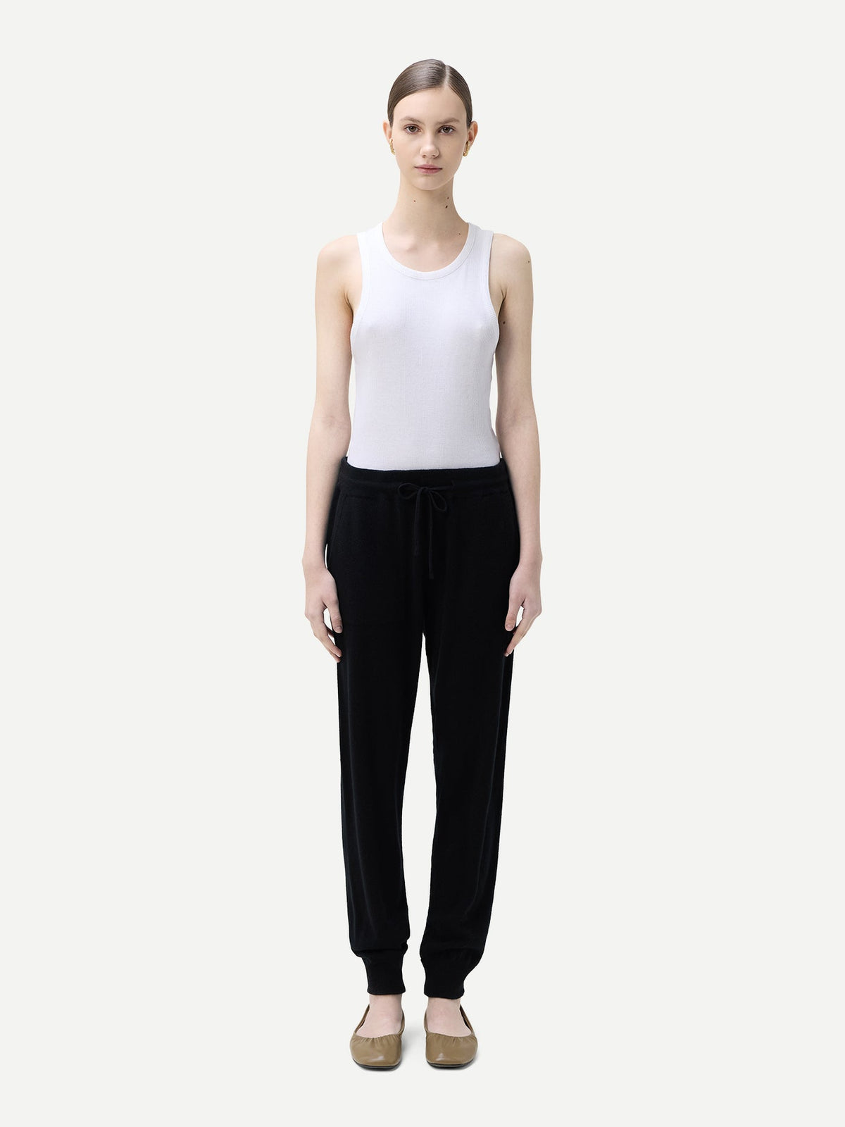 Cuffed Cashmere Jogger — Black