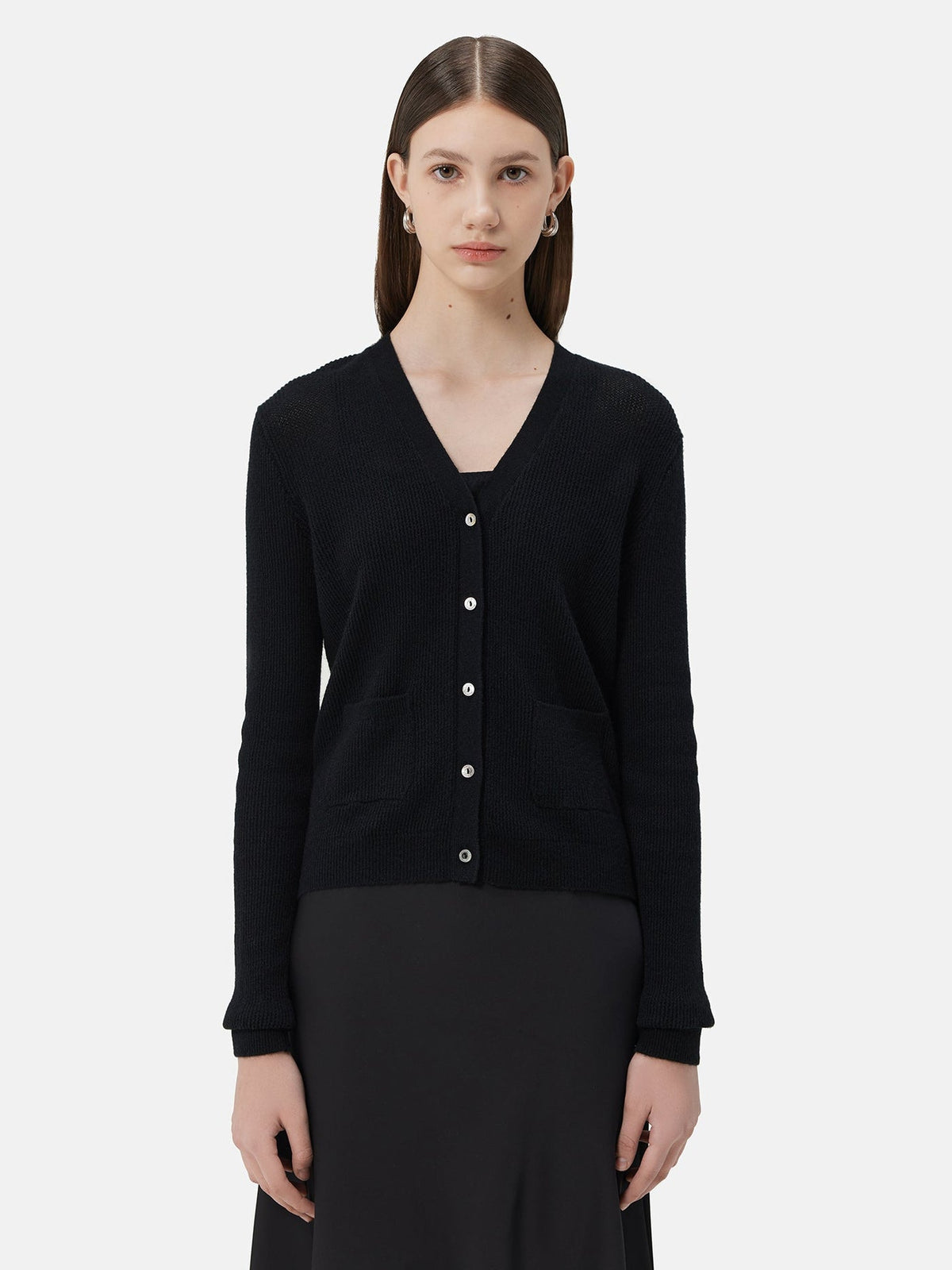 Lightweight Cashmere Cardigan — Black