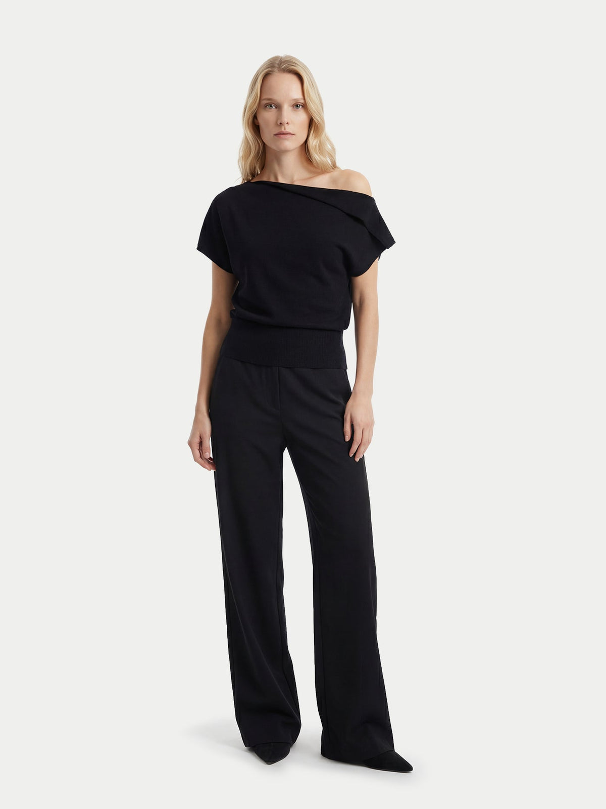 Cashmere Asymmetrical Top — Black