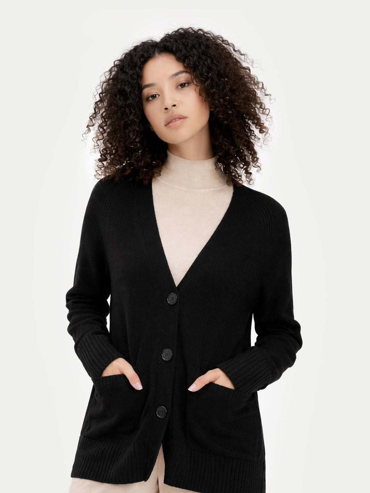 Relaxed-fit Cashmere Cardigan — Black