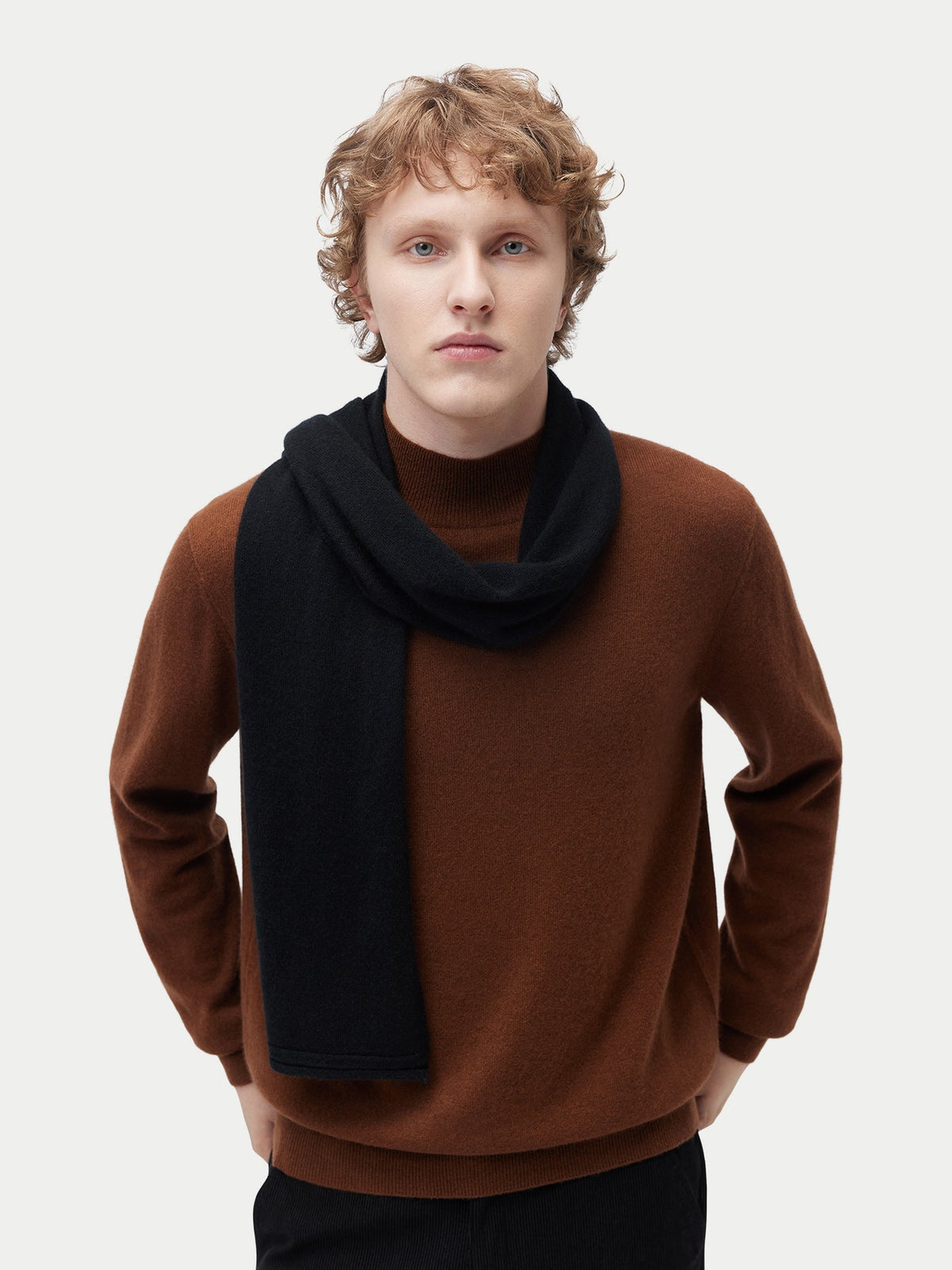 Cashmere Jersey Knit Scarf — Black