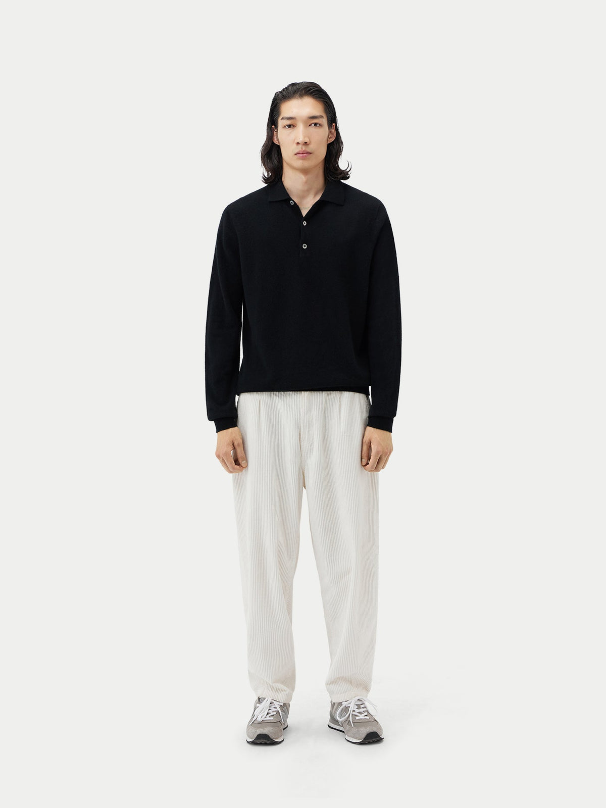 Essential Cashmere Polo Sweater — Black
