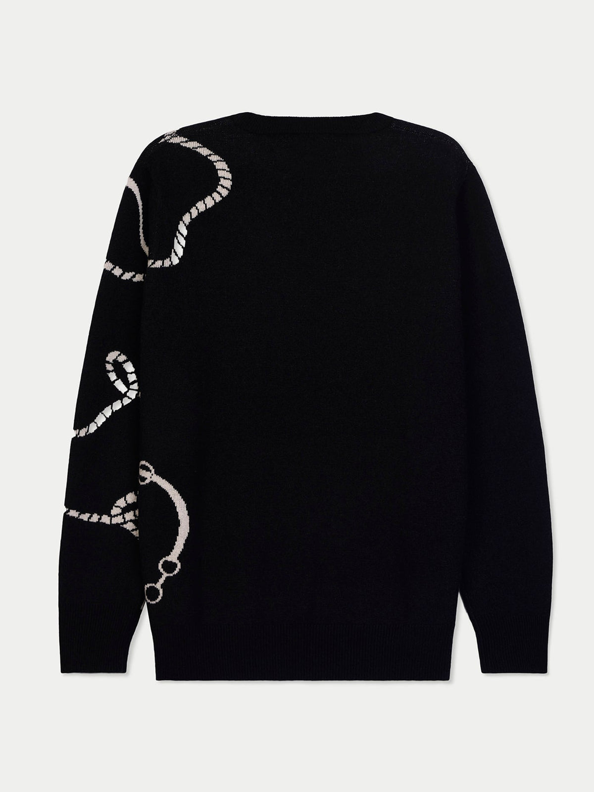 Cashmere Horse Jacquard Sweater — Black