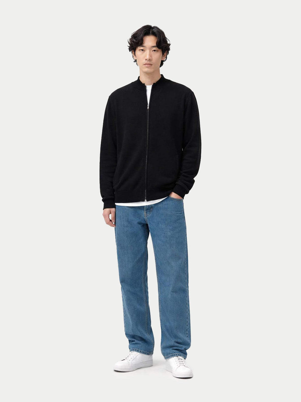 Essential Full-zip Cashmere Cardigan — Black