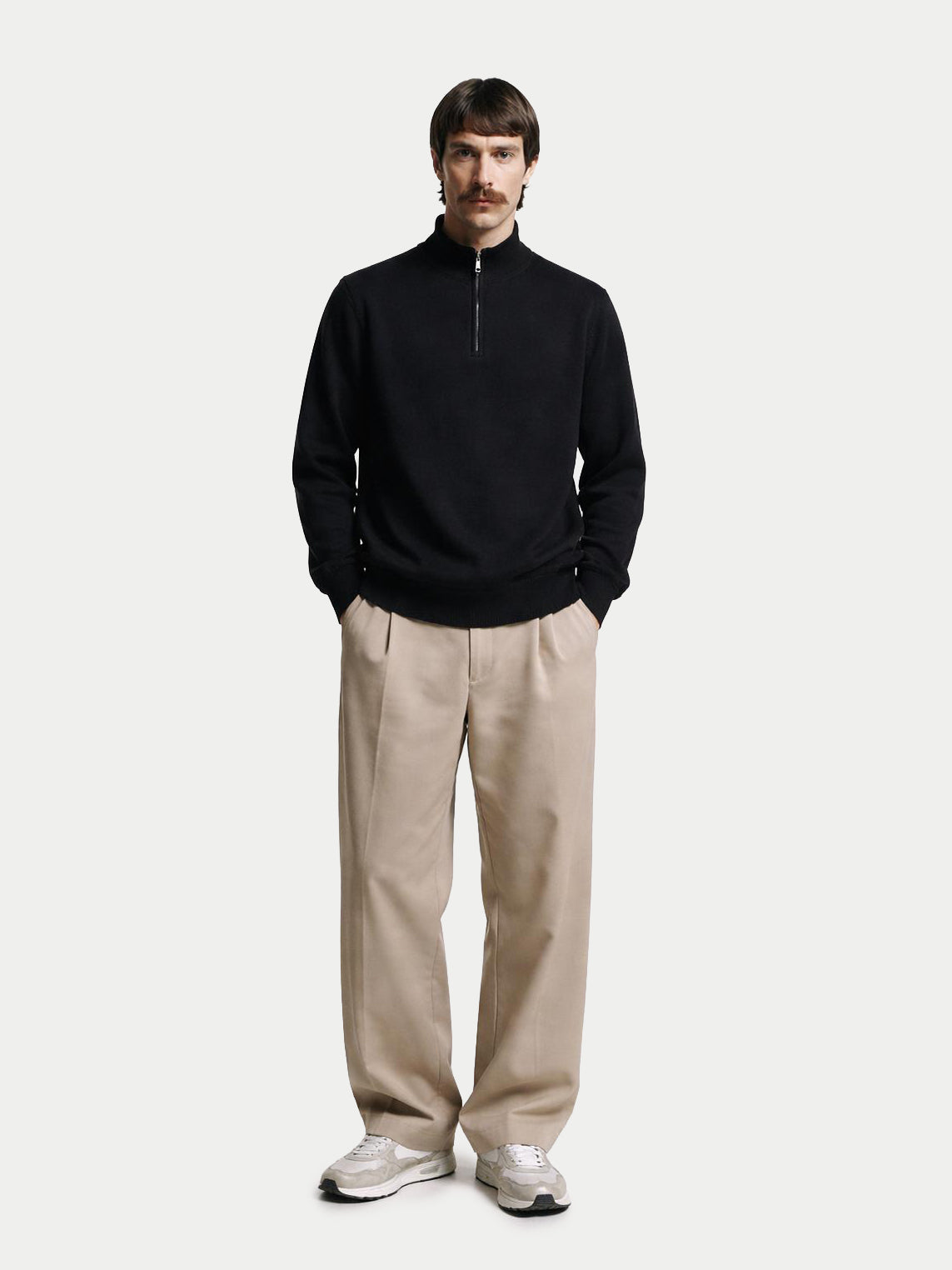 Essential Half-zip Cashmere Sweater — Black