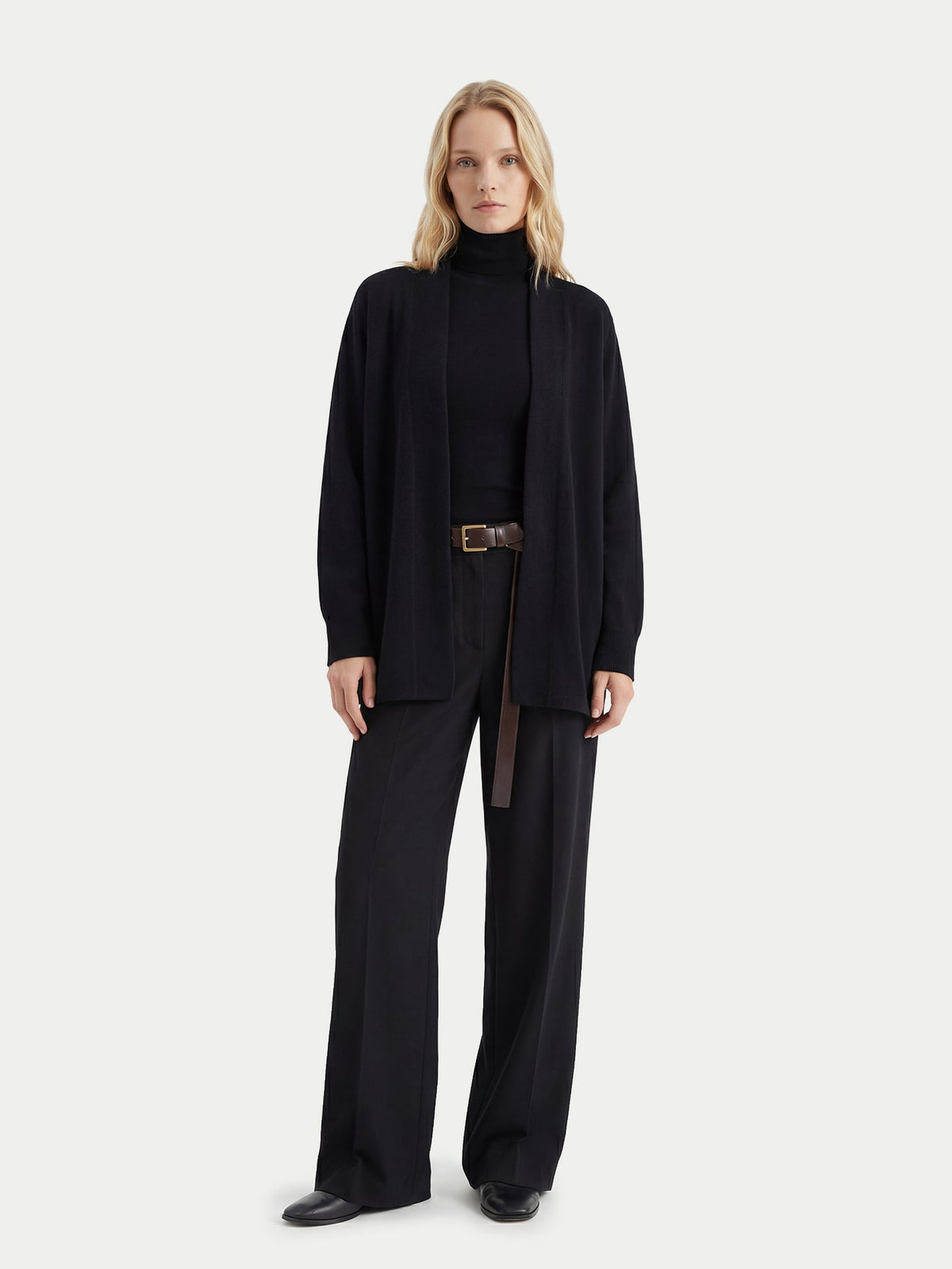 Cashmere Open-front Cardigan — Black
