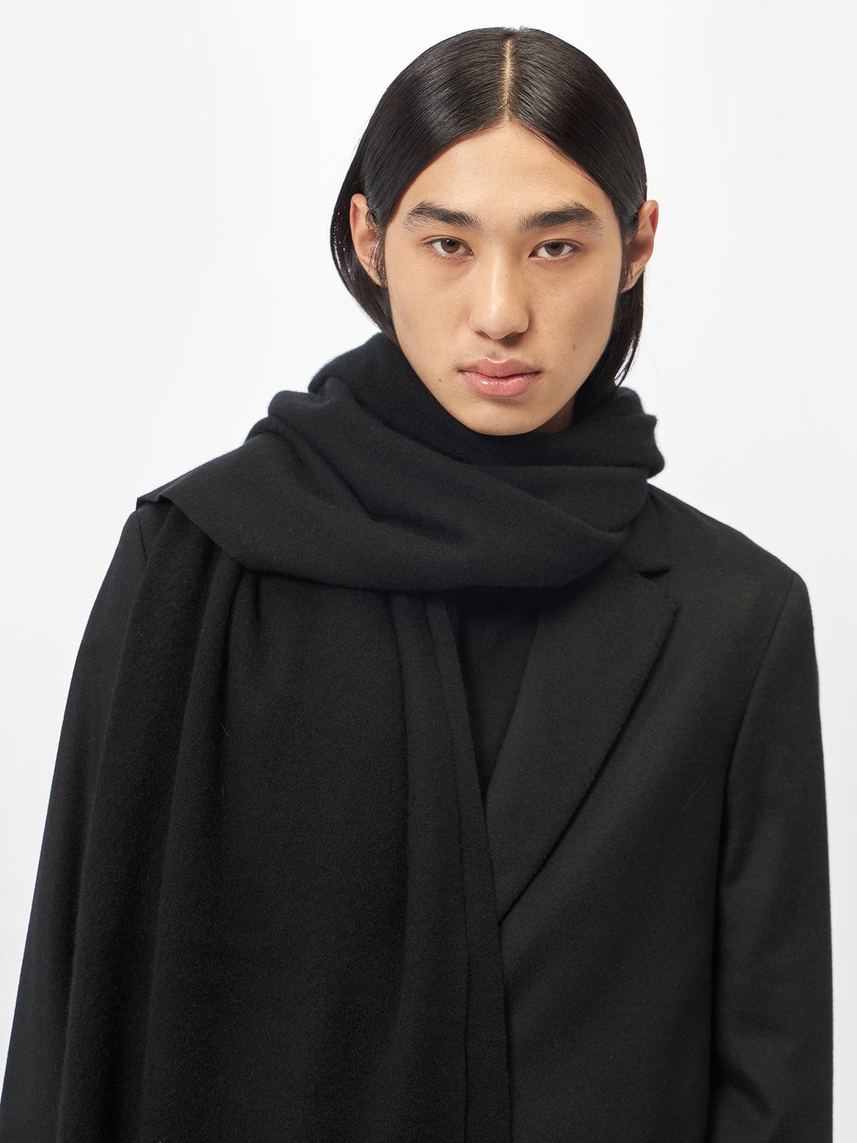 Oversized Cashmere Woven Scarf — Black