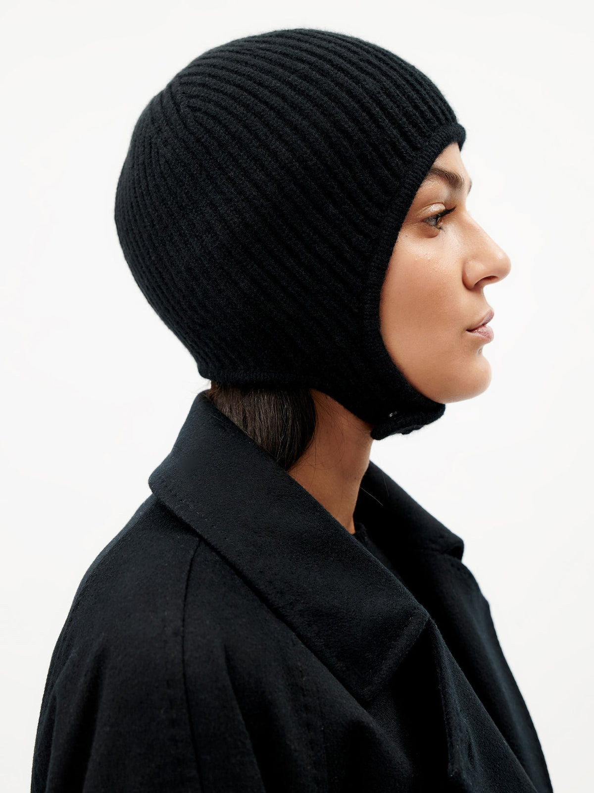 Knitted Aviator Cap — Black