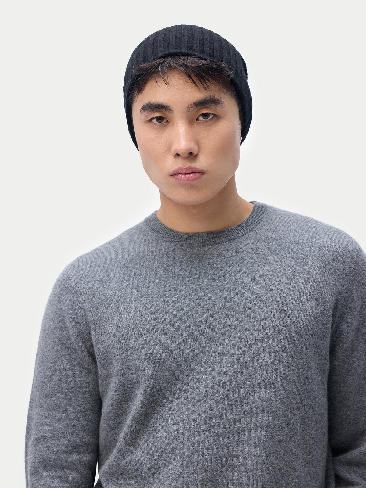 Cashmere Rib Knit Hat — Black