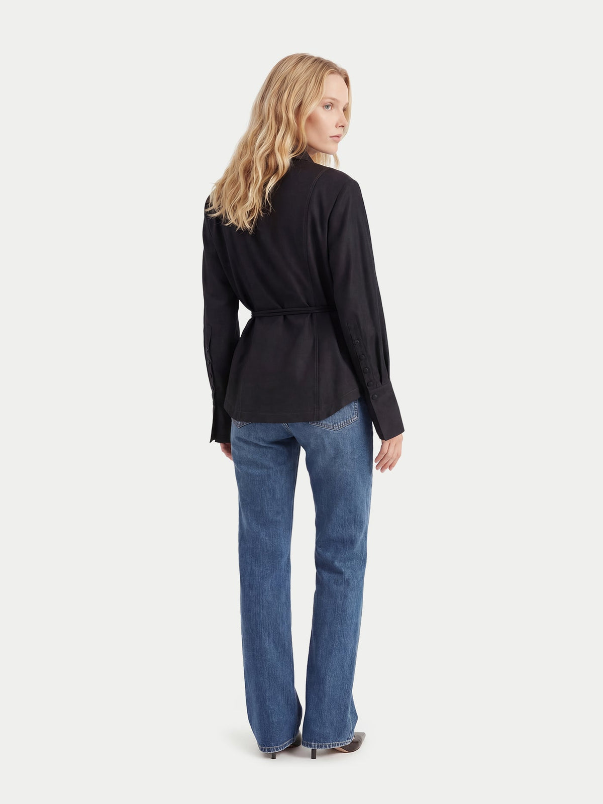 Cashmere Stand-collar Shirt — Black