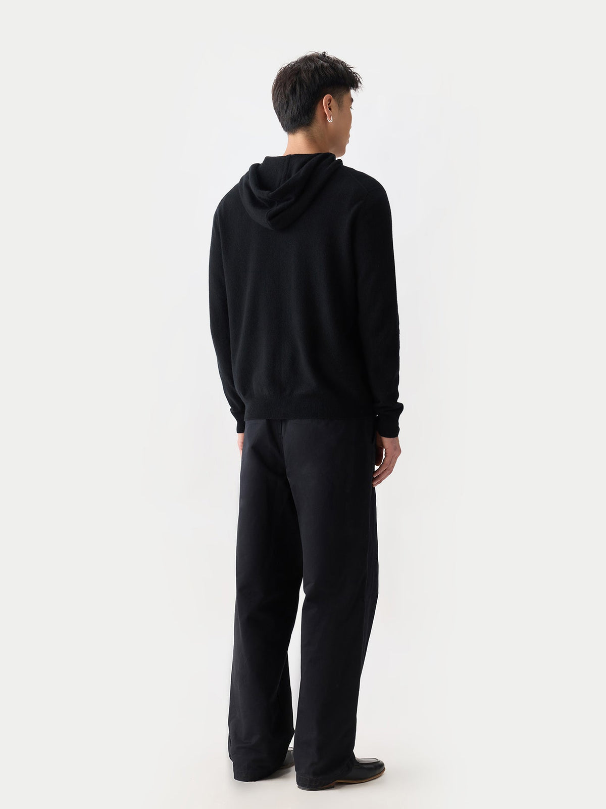 Men's Zip-up Cashmere Hoodie — Black
