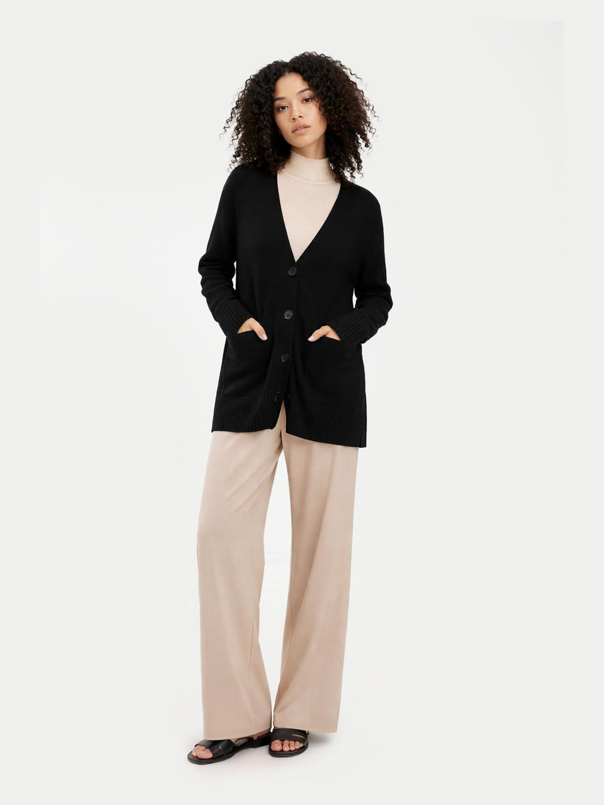 Relaxed-fit Cashmere Cardigan — Black