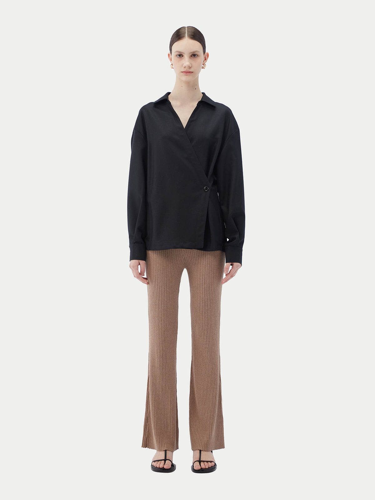 Cashmere Wrap Shirt — Black