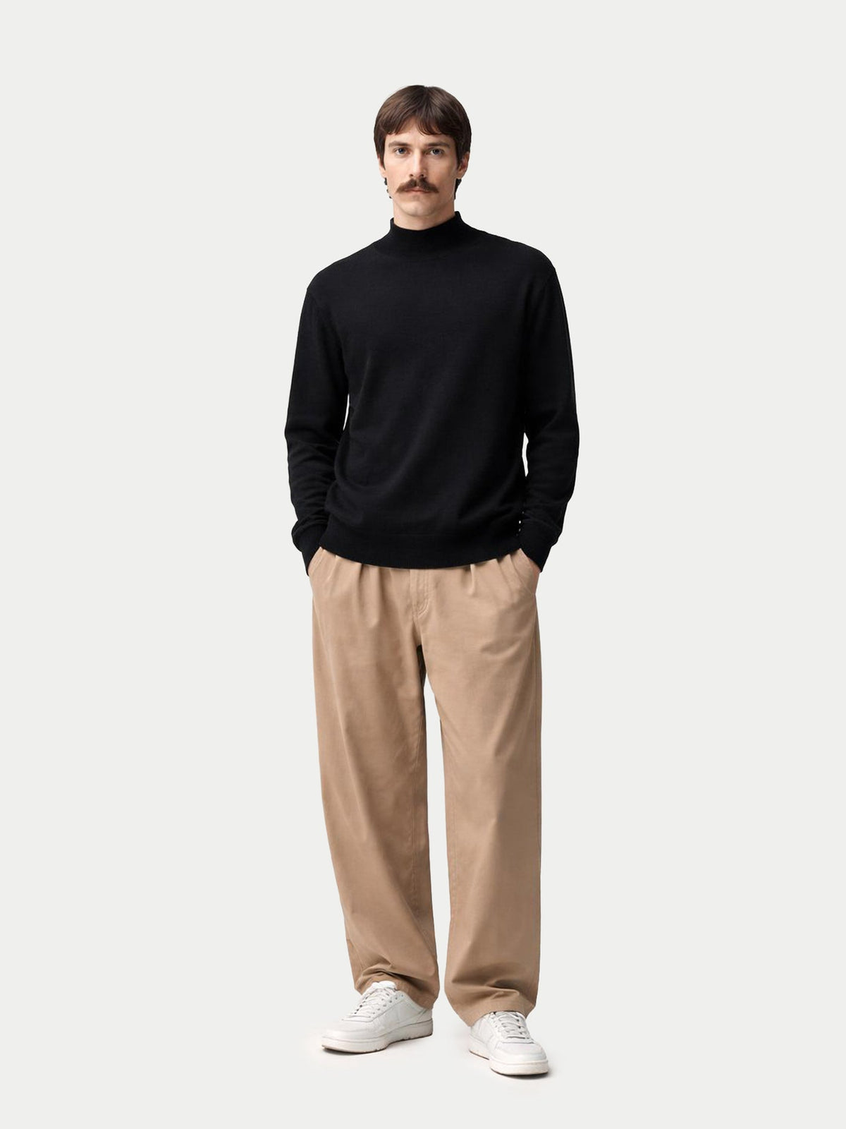 Timeless Mock Neck Cashmere Sweater — Black