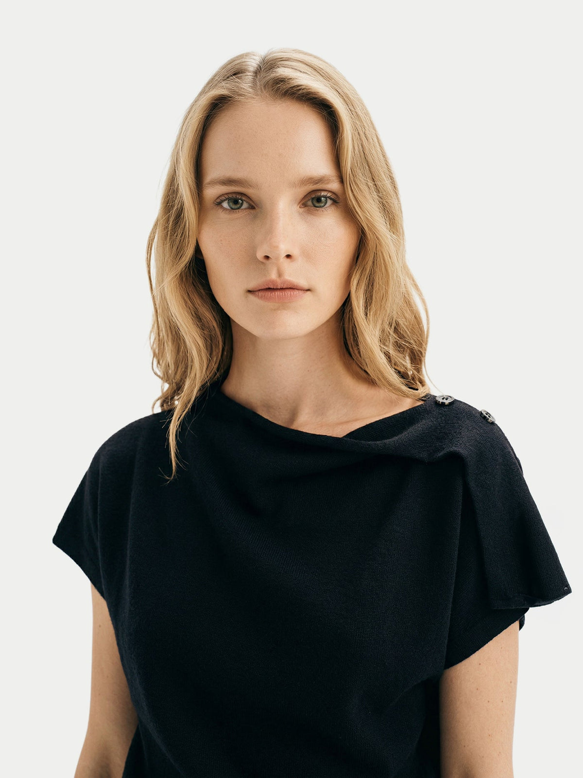 Cashmere Asymmetrical Top — Black