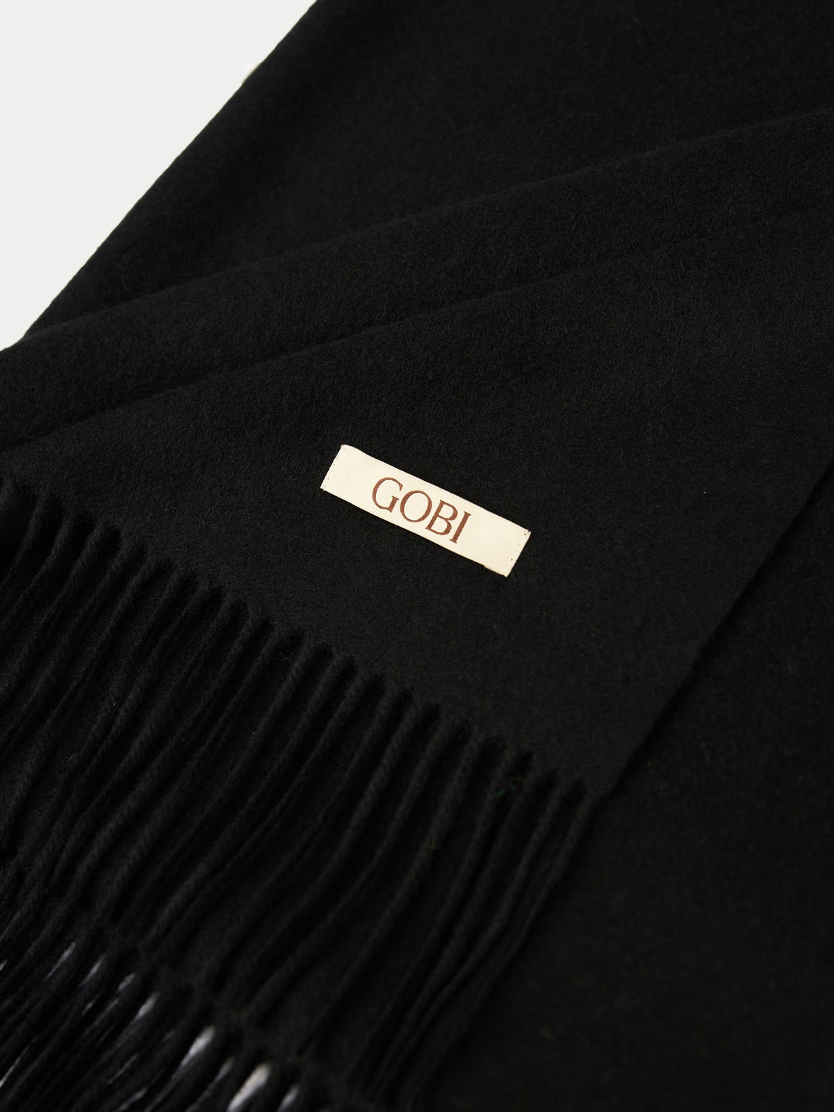 Wide Fringe Scarf — Black