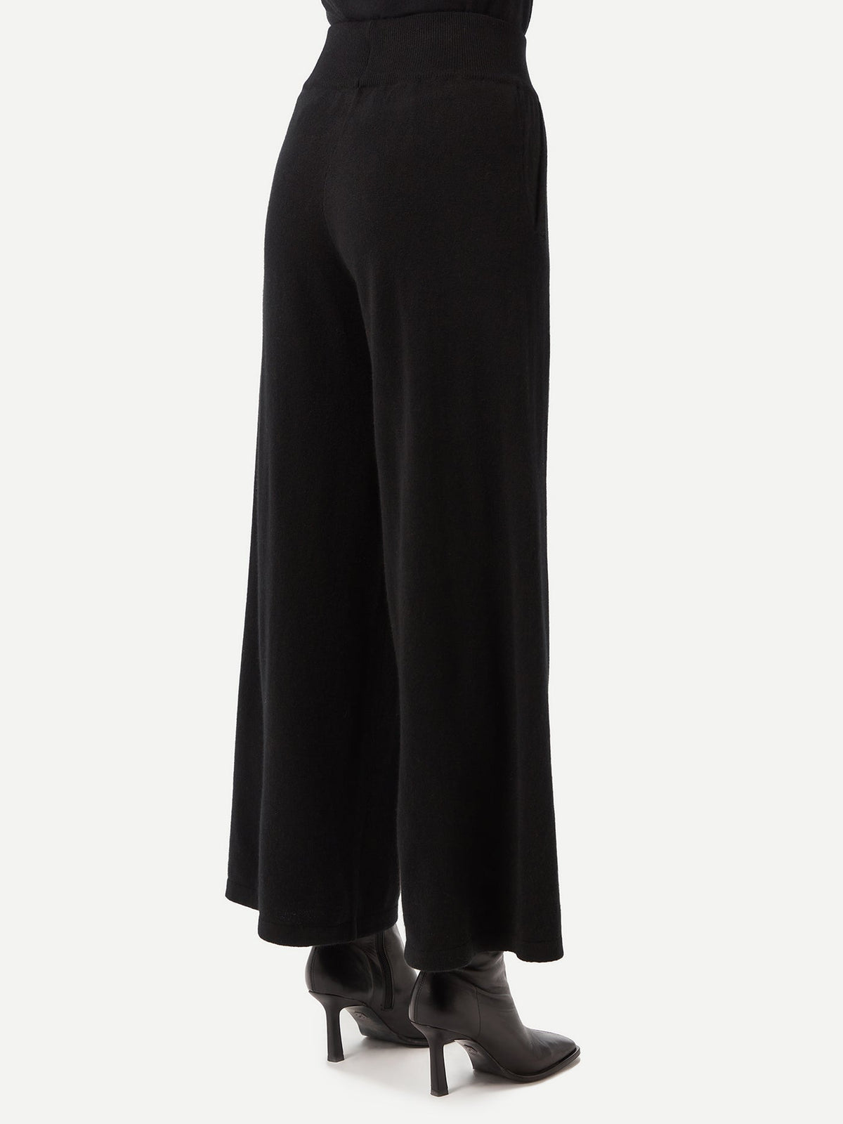 Wide-leg Cashmere Pants — Black