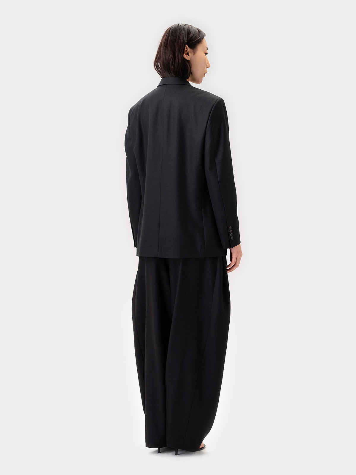 Double-breasted Cashmere Suit Blazer — Black