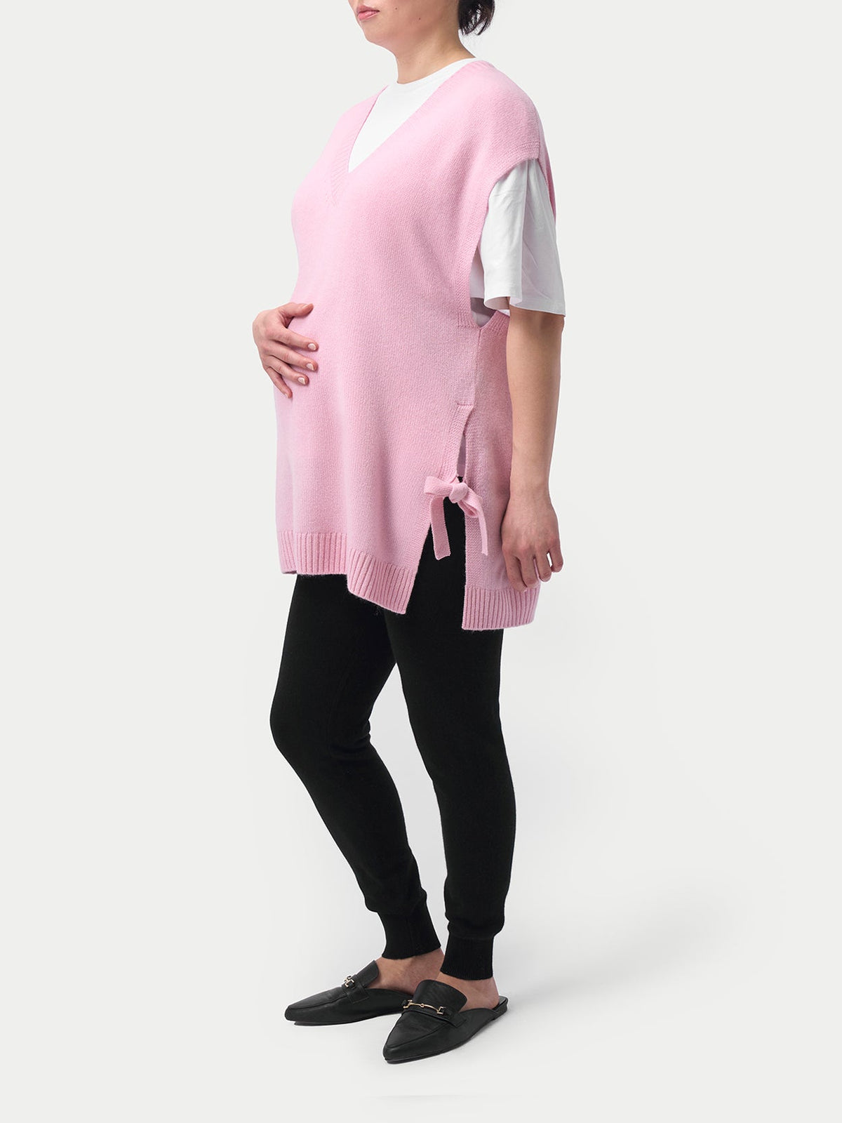 Over Bump Maternity Cashmere Knit Pants — Black