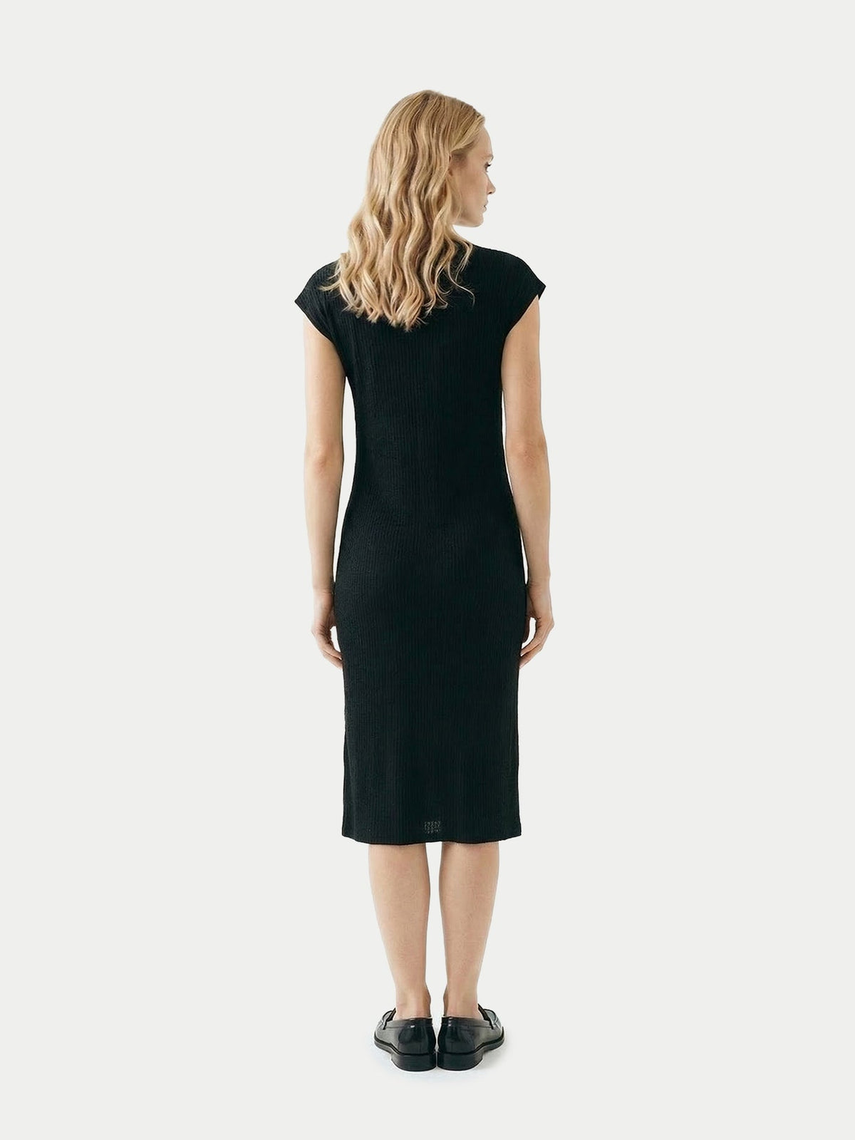 Cashmere Tie-neck Dress — Black