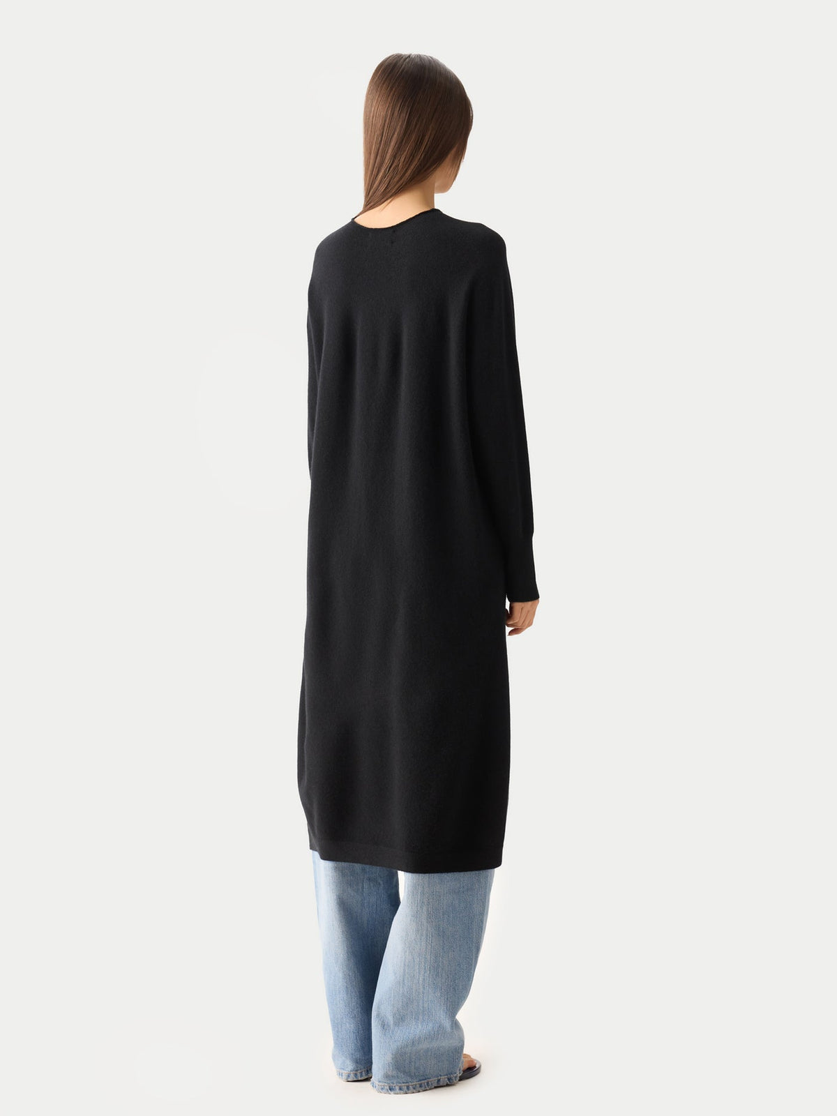Cashmere Side-slit Maxi Dress — Black