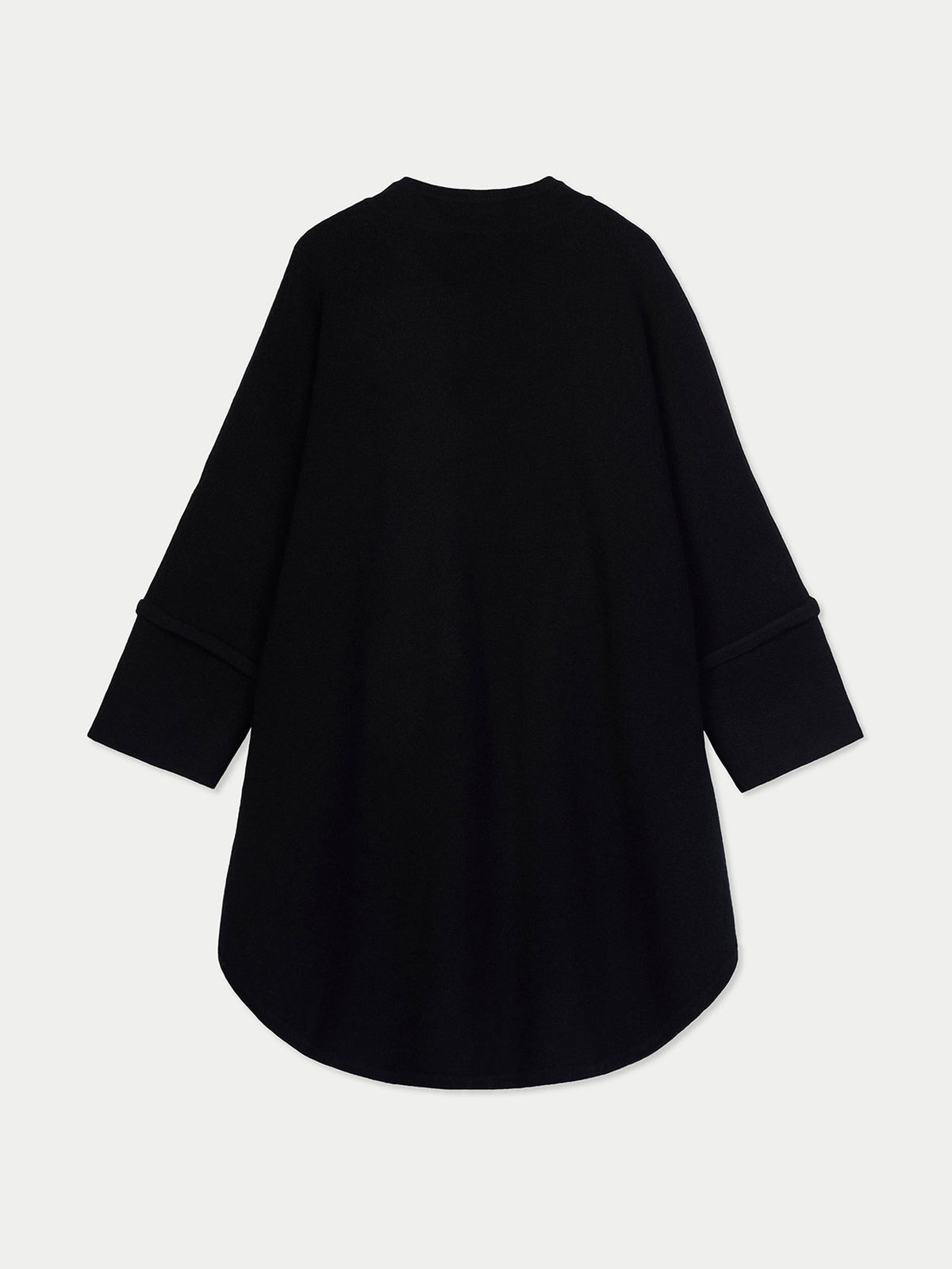 Cashmere Button-front Poncho — Black