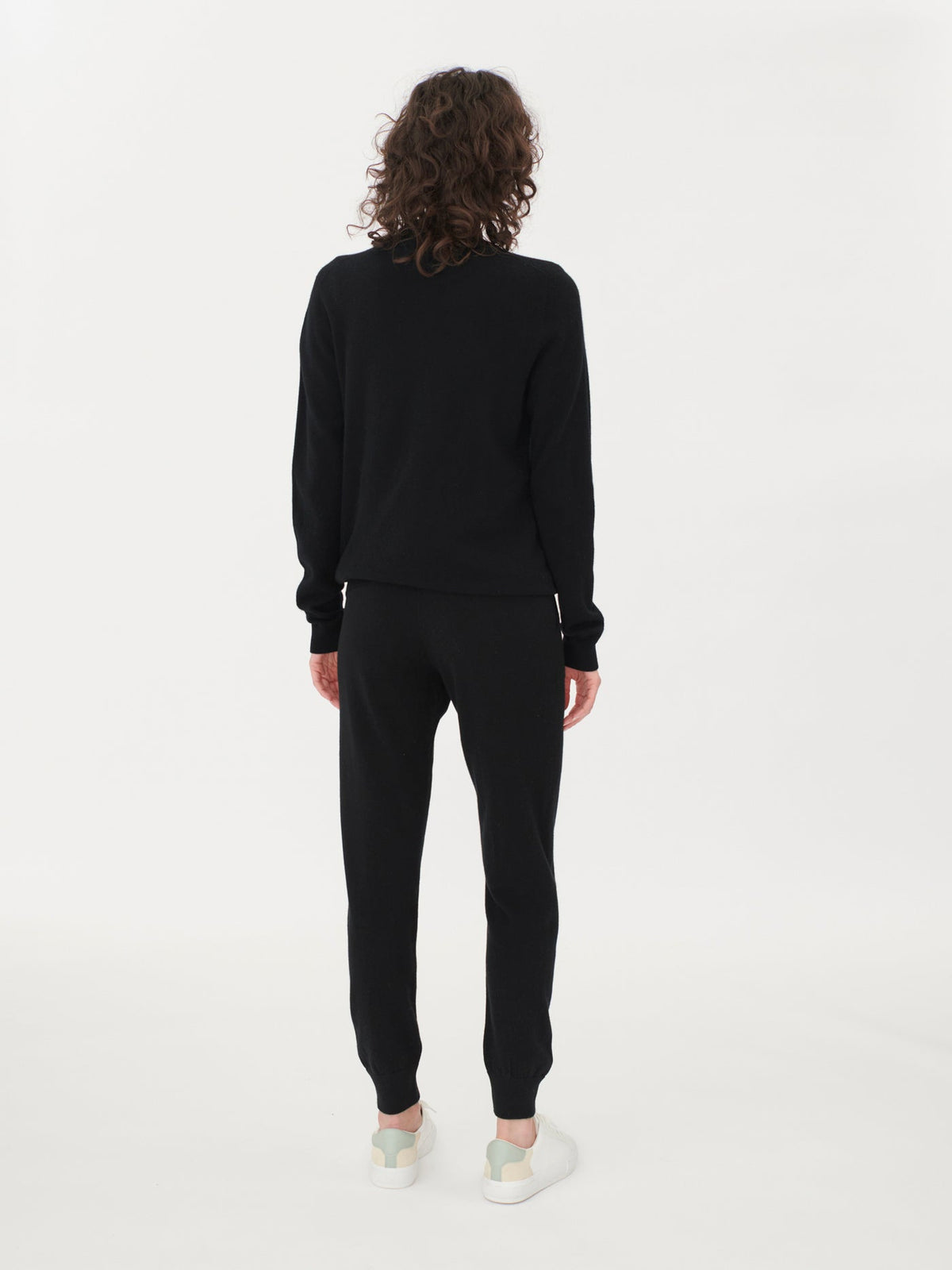 Essential Natural Color Cashmere Full-zip Cardigan — Black