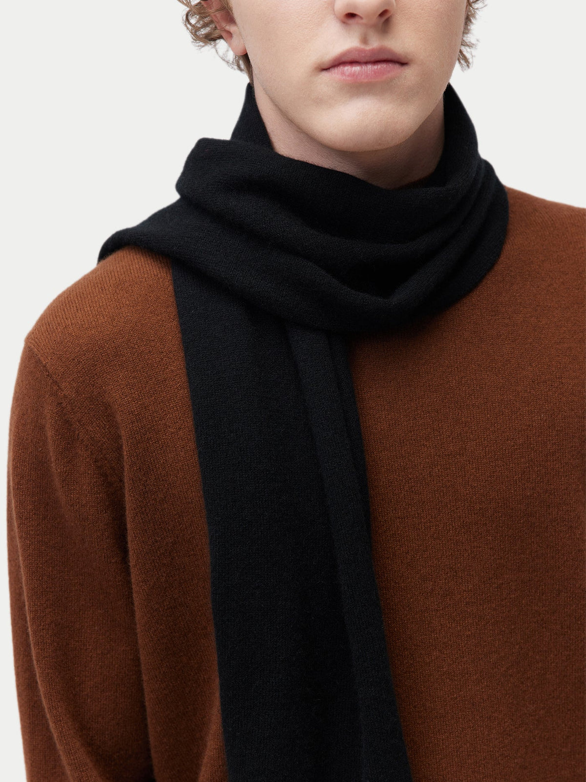Cashmere Jersey Knit Scarf — Black