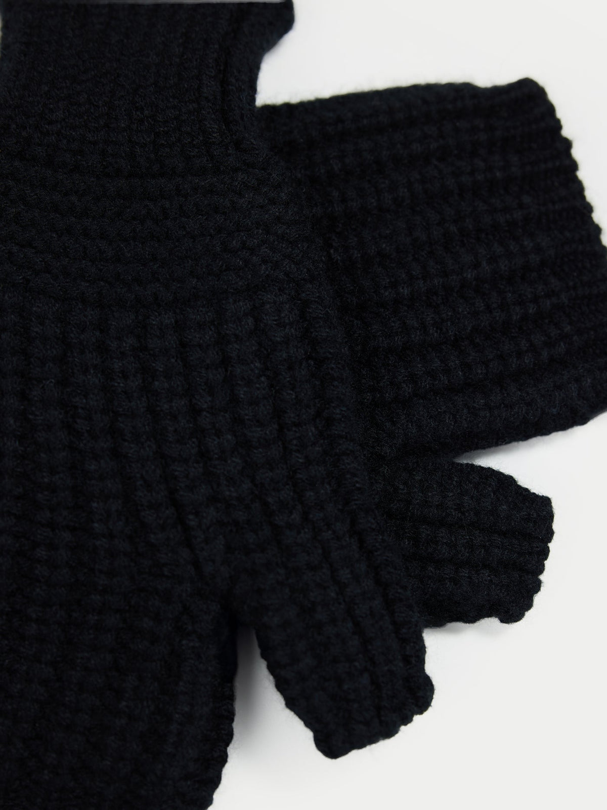 Rib-knit Cashmere Gloves — Black