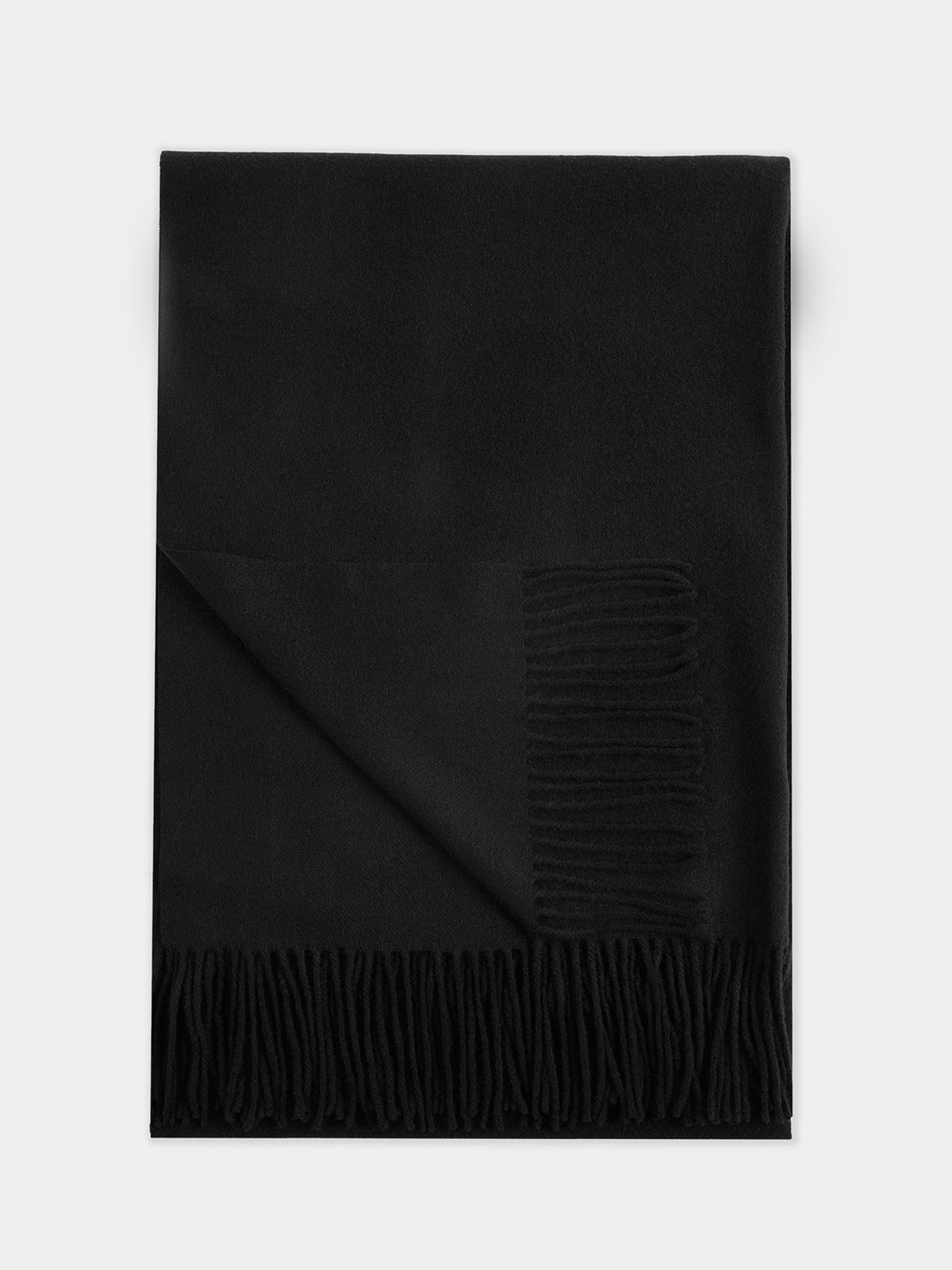 Oversized Cashmere Woven Scarf — Black