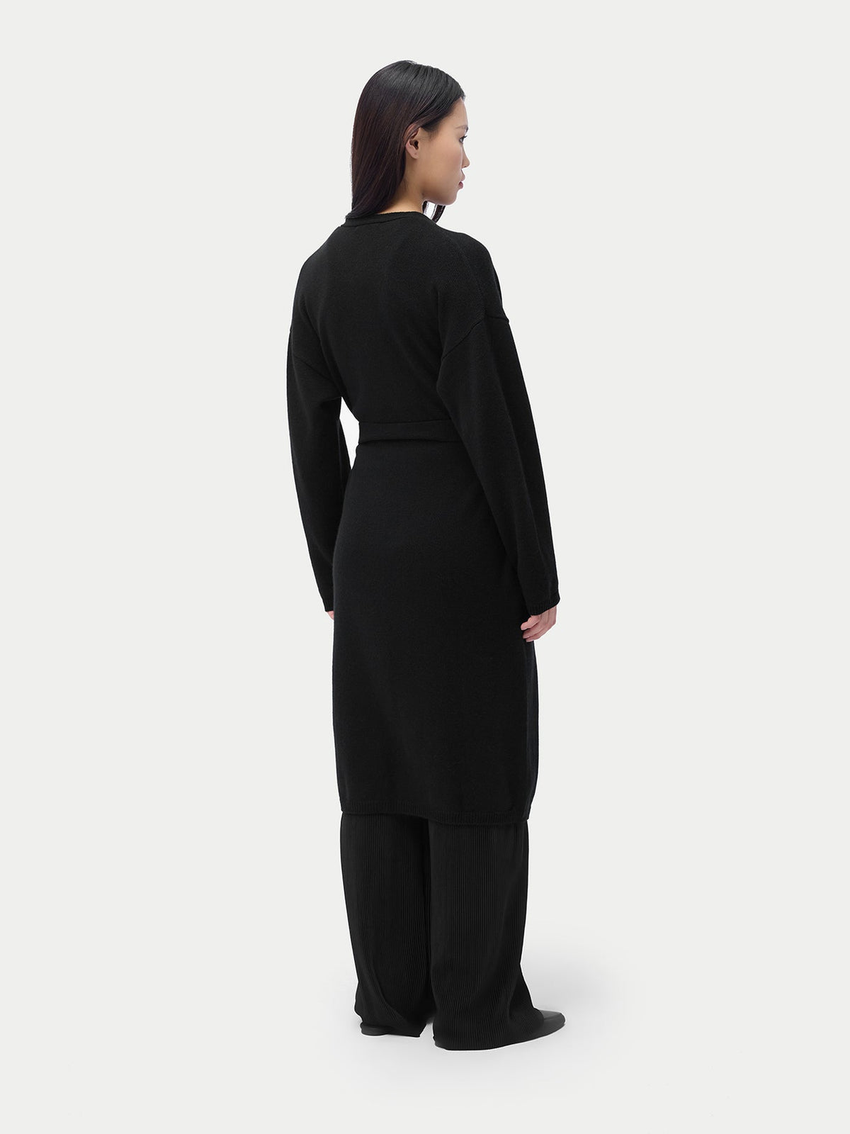 Long Maternity Cashmere Robe — Black