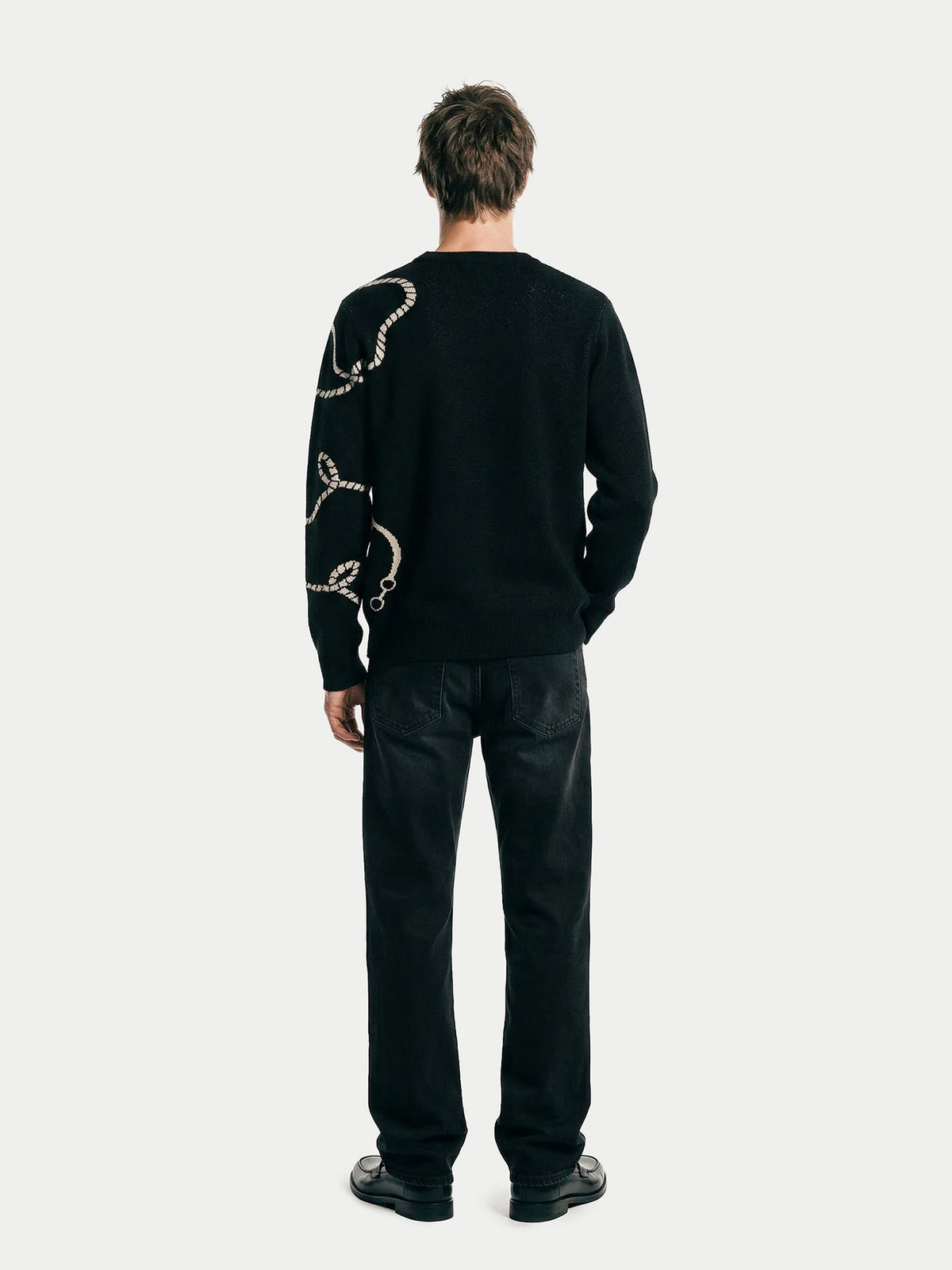 Cashmere Horse Jacquard Sweater — Black