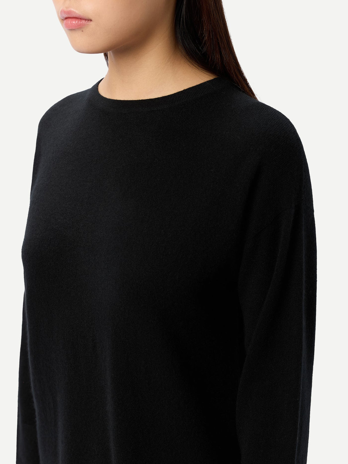 Seamless Crewneck Cashmere Dress — Black