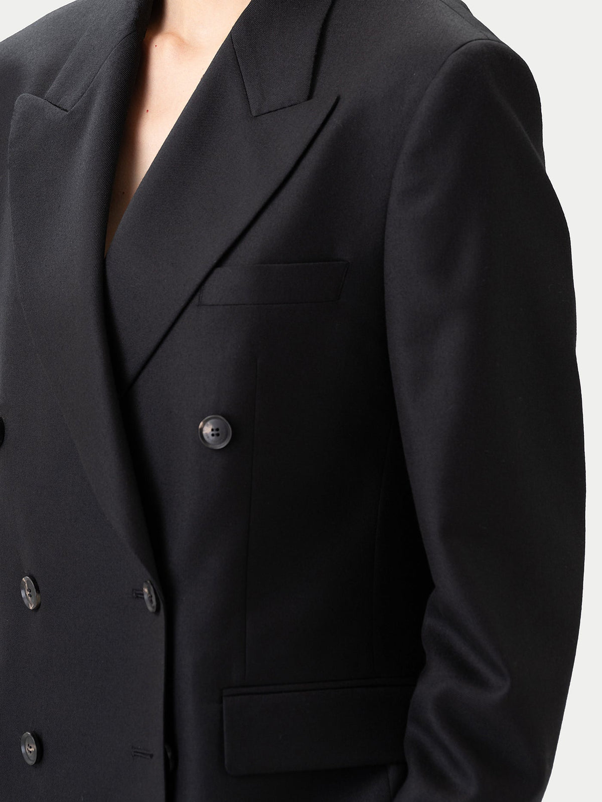 Double-breasted Cashmere Suit Blazer — Black