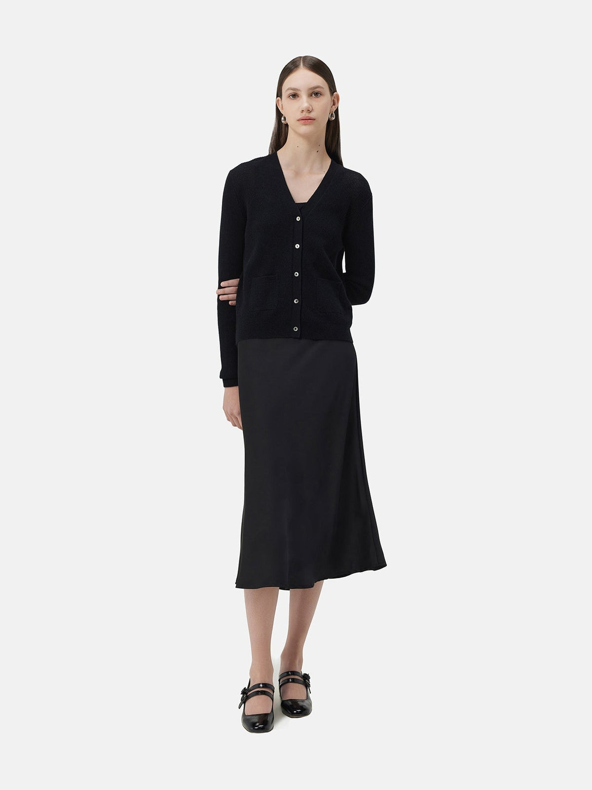 Lightweight Cashmere Cardigan — Black
