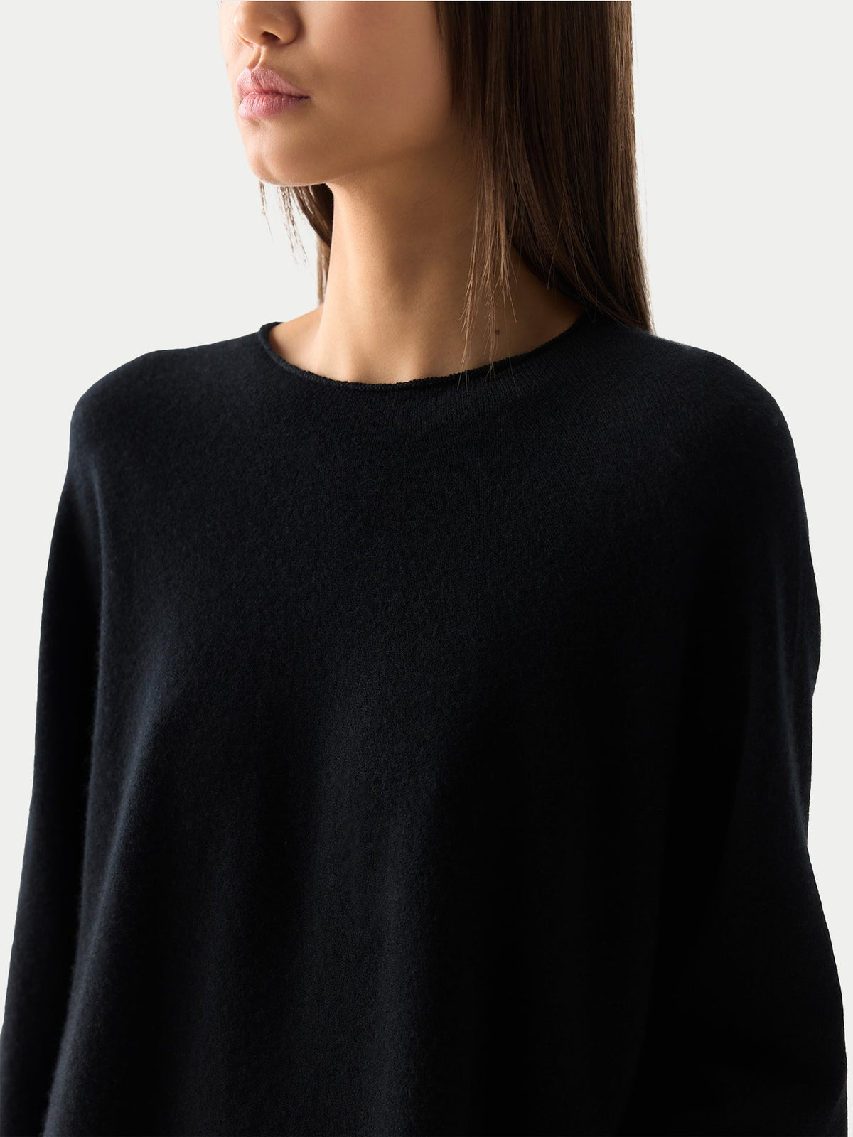 Cashmere Side-slit Maxi Dress — Black