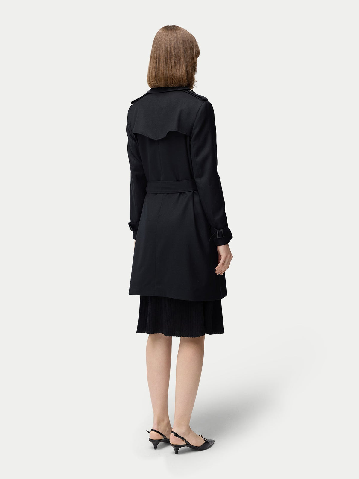 Double Breasted Cashmere Trench Coat — Black