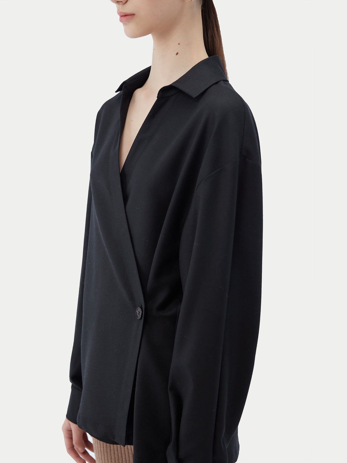 Cashmere Wrap Shirt — Black
