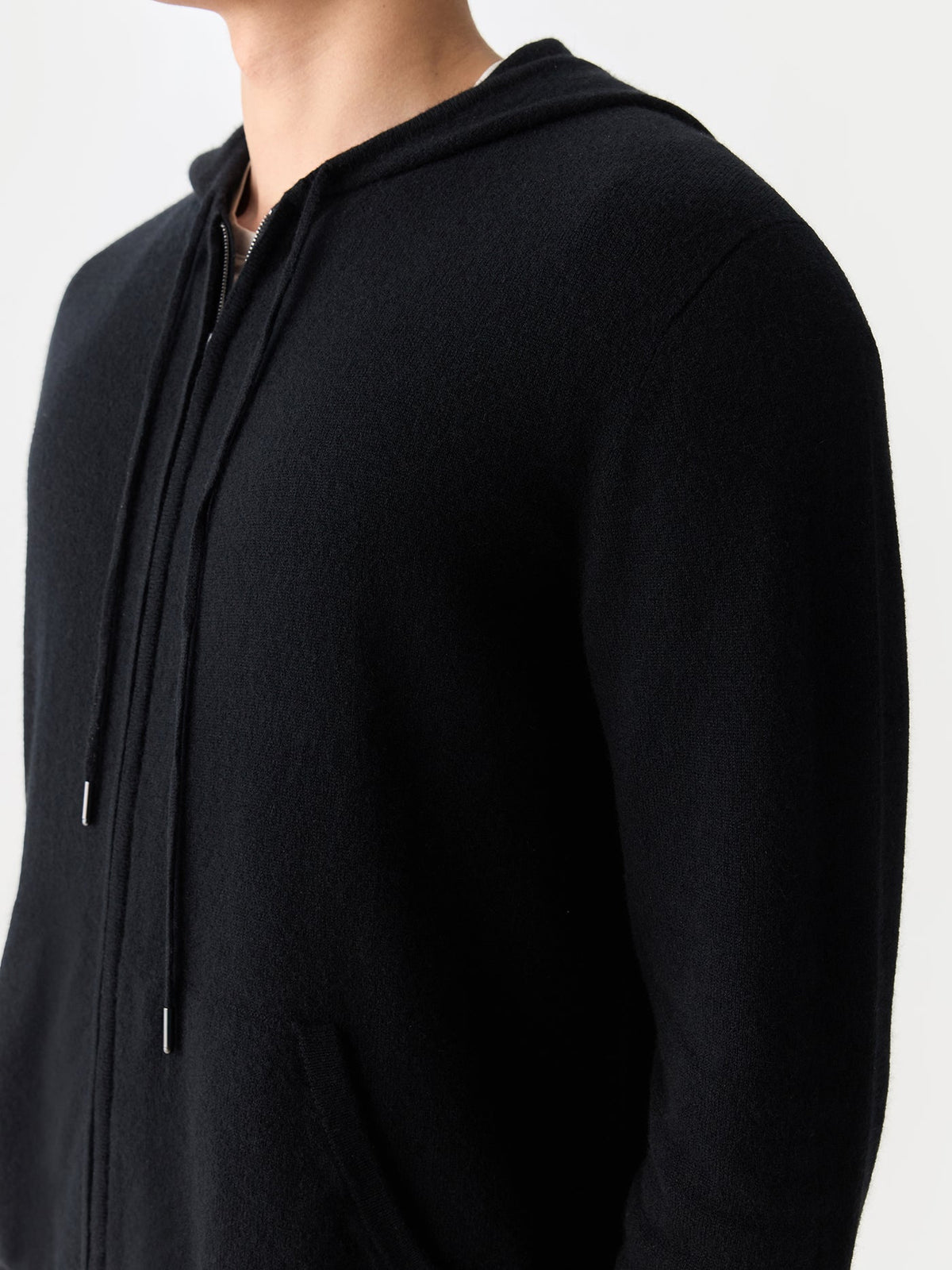 Men's Zip-up Cashmere Hoodie — Black