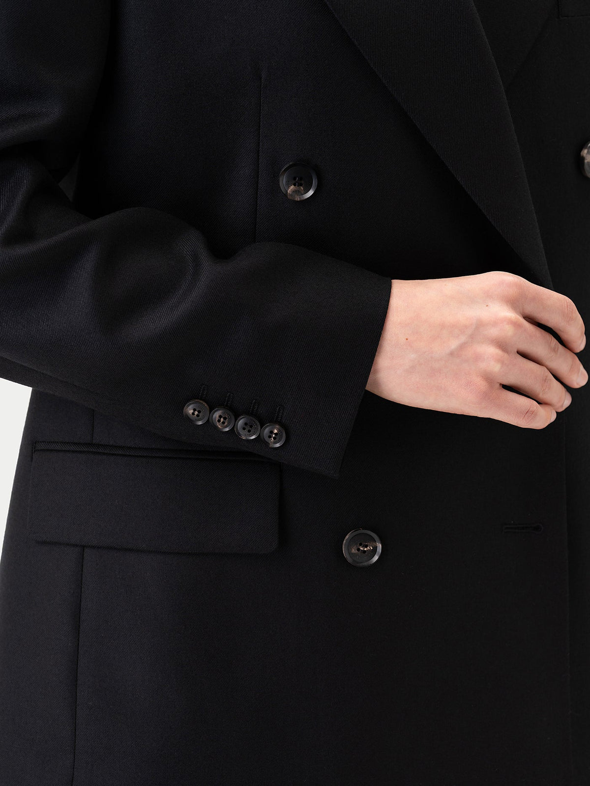 Double-breasted Cashmere Suit Blazer — Black