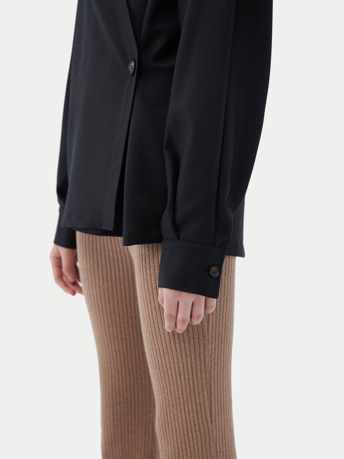 Cashmere Wrap Shirt — Black