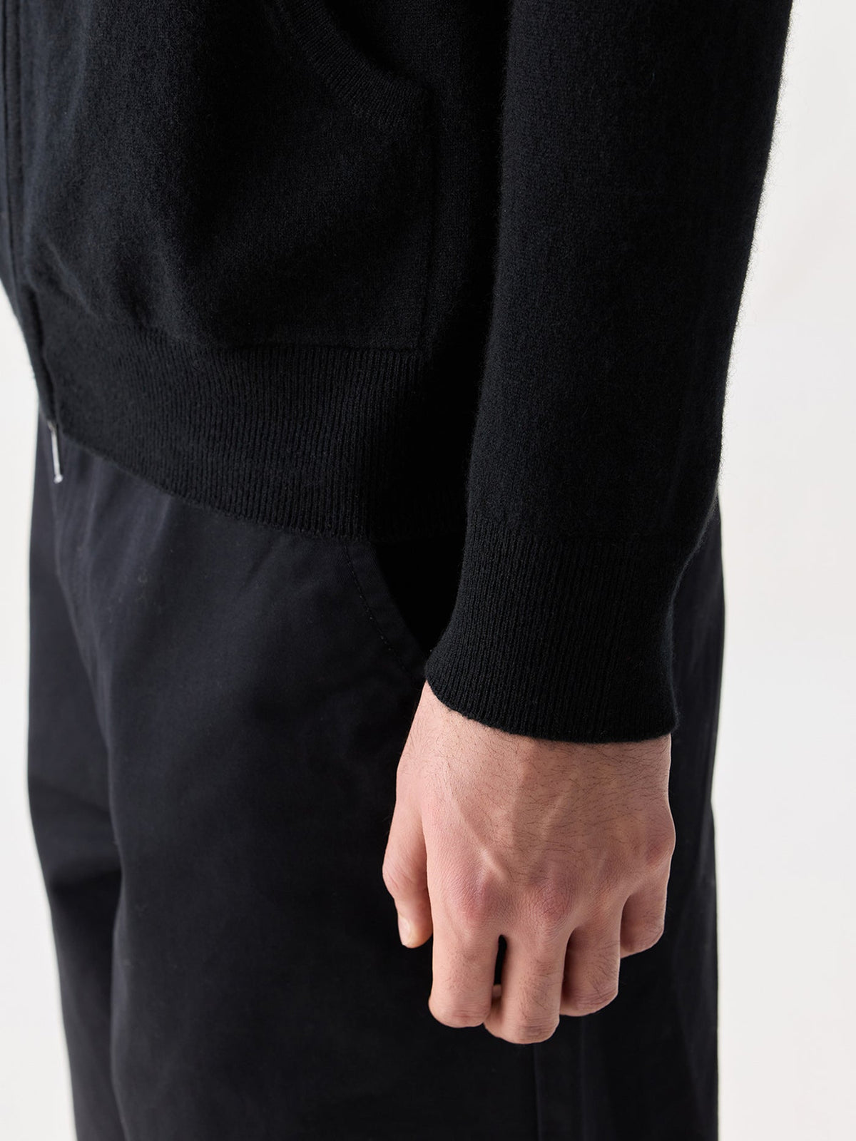 Men's Zip-up Cashmere Hoodie — Black