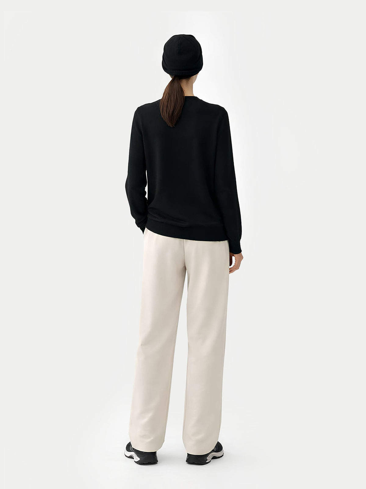 Cashmere Hat & Sweater Set — Black