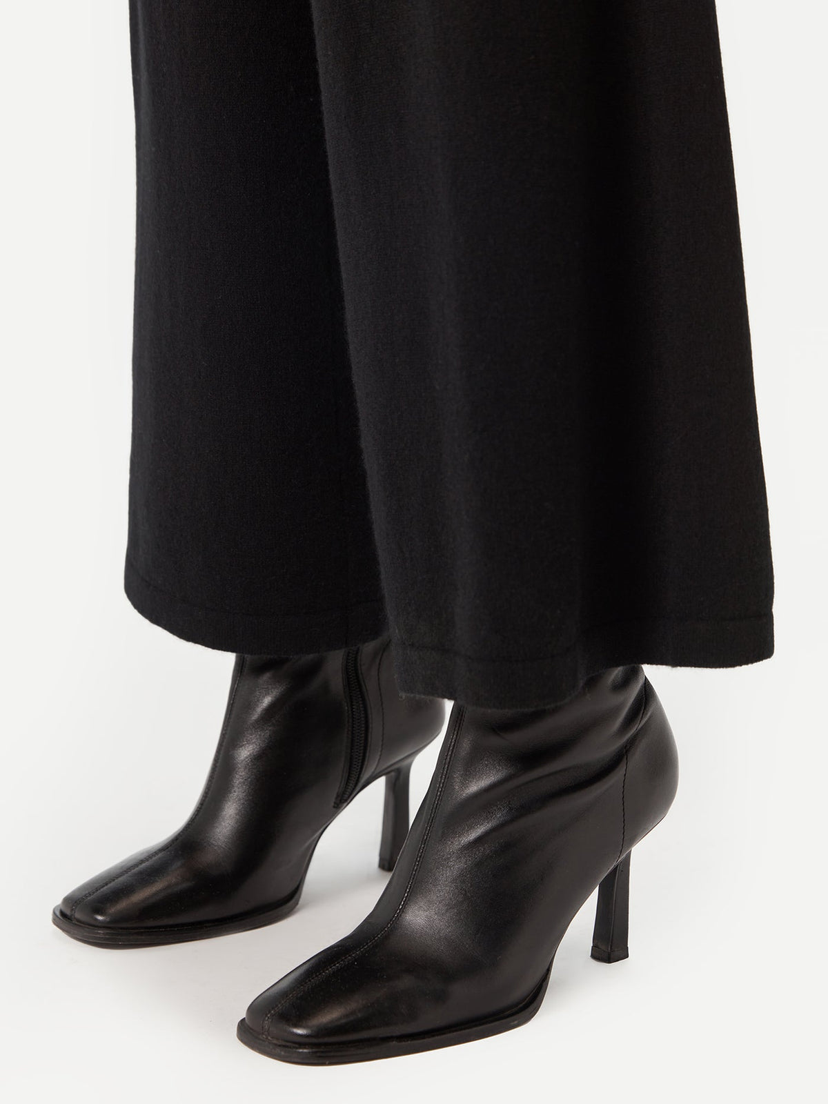Wide-leg Cashmere Pants — Black