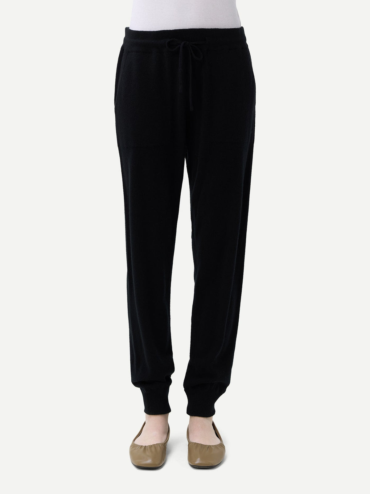 Cuffed Cashmere Jogger — Black